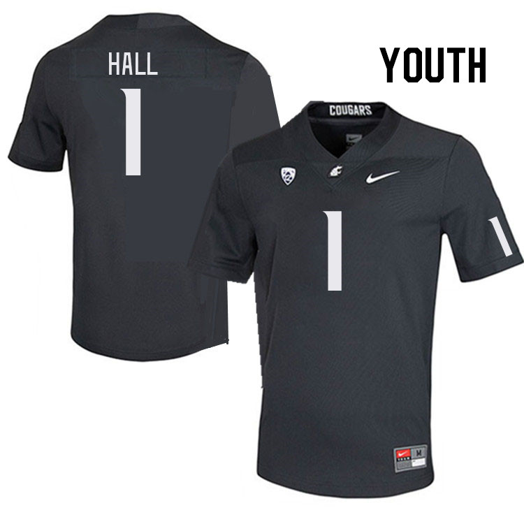 Youth #1 Stephen Hall Washington State Cougars College Football Jerseys Stitched Sale-Charcoal - Click Image to Close